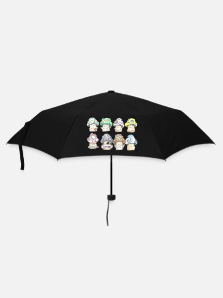 Mischievous Pastel Mushrooms - Umbrella (small) - black