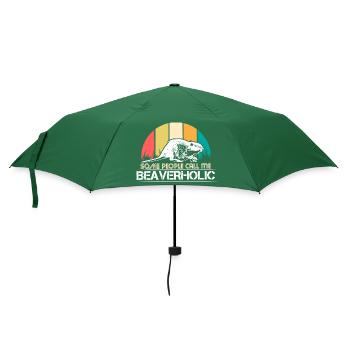 Biber Tier Geschenkidee - Regenschirm (klein) - Flaschengrün - Vorne