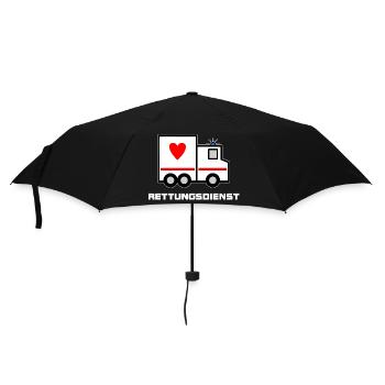 Rettungsdienst mit Herz - Krankenwagen - Regenschirm (klein) - Schwarz - Vorne