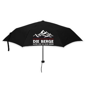 Die Berge rufen und ich muss gehen. Wandern Design - Regenschirm (klein) - Schwarz - Vorne