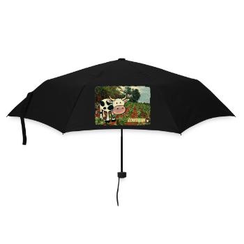 Cowtabak vs Kautabak - kauende Kuh auf einem Feld. - Regenschirm (klein) - Schwarz - Vorne