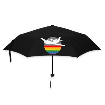 Regenbogen Flugzeug white - Regenschirm (klein) - Schwarz - Vorne
