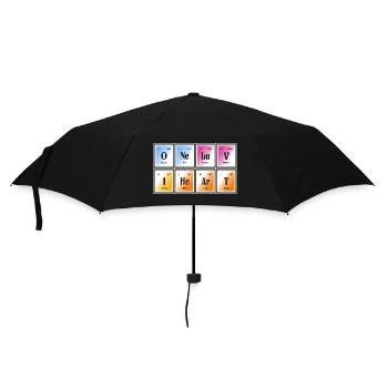 One Love One Heart | Periodic Table of Elements - Umbrella (small) - black - Front