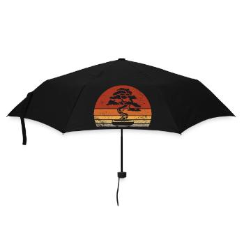 Bonsaï Silhouette Vintage Rétro Sunset - Parapluie standard - noir - Devant
