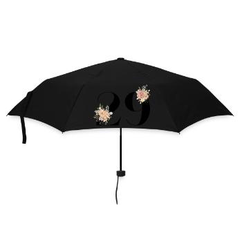 Blumen zum 29-jährigen Jubiläum (Geschenk von 29 Jahren) - Regenschirm (klein) - Schwarz - Vorne