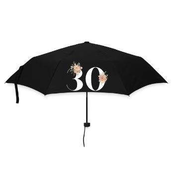 Blumen zum 30-jährigen Jubiläum (30-jähriges Geschenk) - Regenschirm (klein) - Schwarz - Vorne
