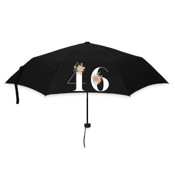 Blumen zum 46-jährigen Jubiläum (Geschenk von 46 Jahren) - Regenschirm (klein) - Schwarz - Vorne
