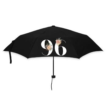 Blumen zum 96-jährigen Jubiläum (Geschenk von 96 Jahren) - Regenschirm (klein) - Schwarz - Vorne