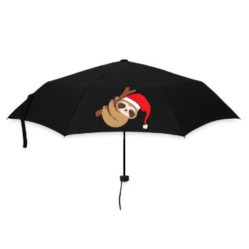 Weihnachten Xmas Faultier Weihnachtsmütze Ast - Regenschirm (klein) - Schwarz - Vorne