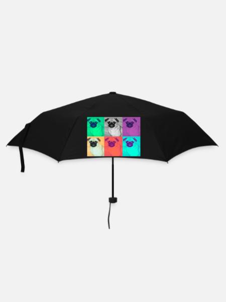 Pop Art Hund Design - Regenschirm (klein) - Schwarz