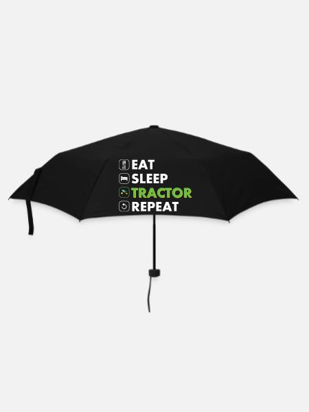 Tractor eat sleep repeat white - Umbrella (small) - black