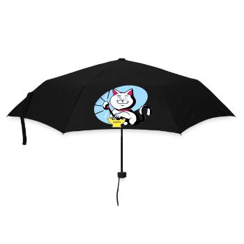 Katze und Ramen - Regenschirm (klein) - Schwarz - Vorne