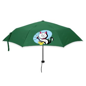 Cat and ramen - Umbrella (small) - bottlegreen - Front