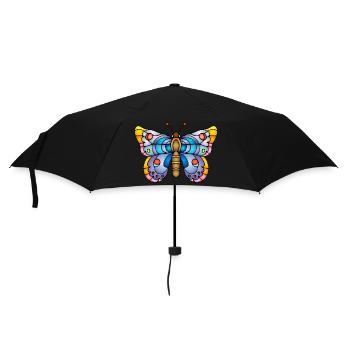 Bunter Schmetterling - Regenschirm (klein) - Schwarz - Vorne