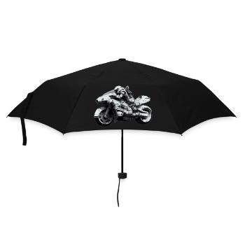 Science Fiction Motorrad mit Biker der zukunft - Regenschirm (klein) - Schwarz - Vorne