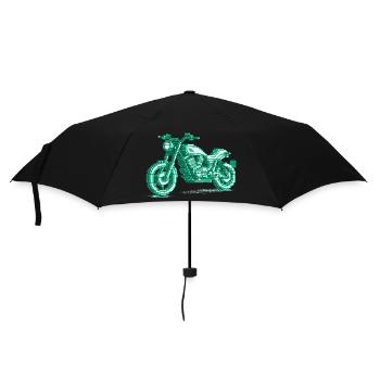 Retro motorcycle in 8 bit in the color green - Umbrella (small) - black - Front