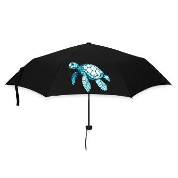 Beautiful sea turtle in blue - Umbrella (small) - black - Front