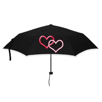 Two Connected Hearts - Umbrella (small) - black - Front