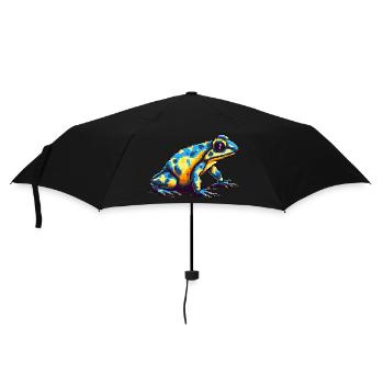 Bunter Pixel 8 Bit Pfeilgiftfrosch - Regenschirm (klein) - Schwarz - Vorne