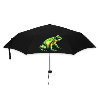 Pfeilgiftfrosch in 8 Bit retro Pixelgrafik - Regenschirm (klein) - Schwarz - Vorne