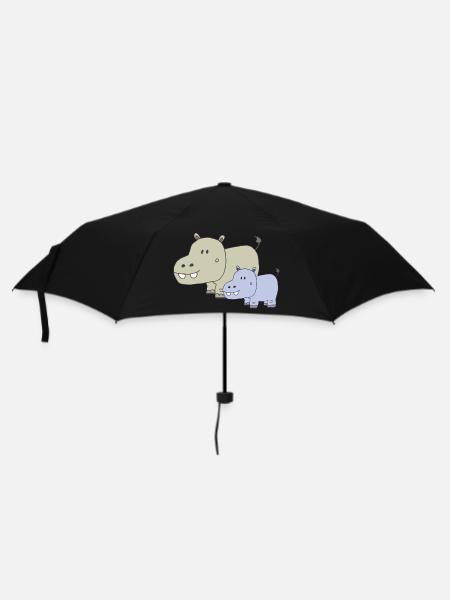 Hippopotame père et fils - Parapluie standard - noir