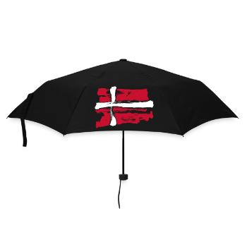 Dänemark Flagge / Pinsel Striche - Regenschirm (klein) - Schwarz - Vorne