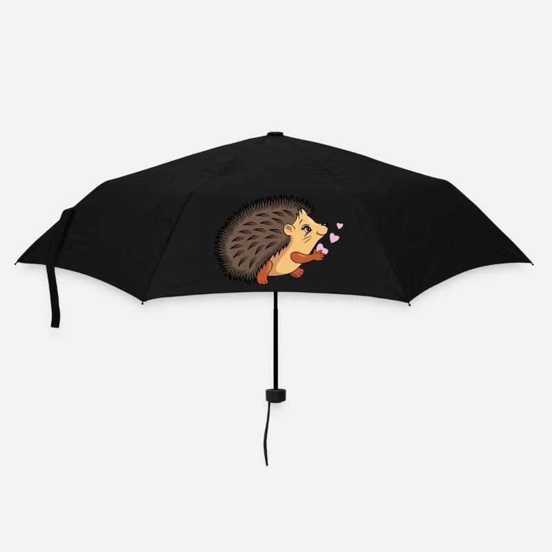 Cute hedgehog with hearts - Umbrella (small) - black