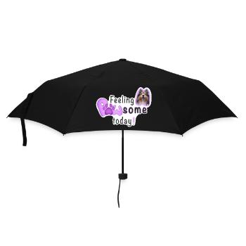 Feeling PAWSOME today! Dog Sheltie Paw Pink - Umbrella (small) - black - Front