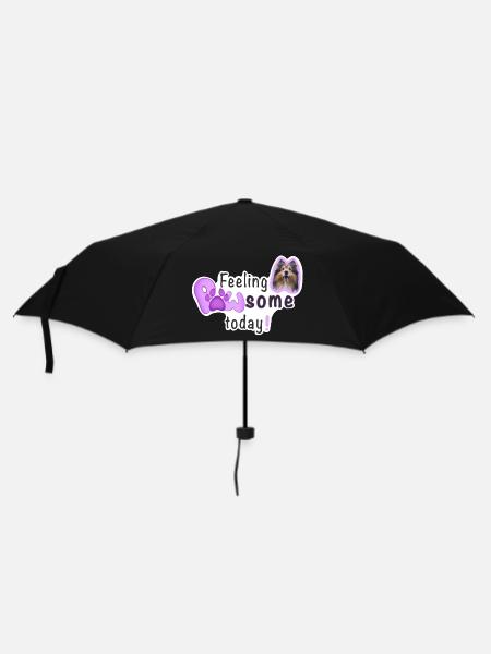 Feeling PAWSOME today! Dog Sheltie Paw Pink - Umbrella (small) - black