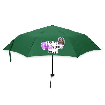 Feeling PAWSOME today! Hund Sheltie Pfote Pink - Regenschirm (klein) - Flaschengrün - Vorne