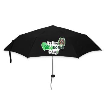 Feeling PAWSOME today! Dog Sheltie Paw Green - Umbrella (small) - black - Front