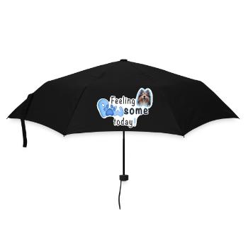 Feeling PAWSOME today! Dog Sheltie paw blue - Umbrella (small) - black - Front