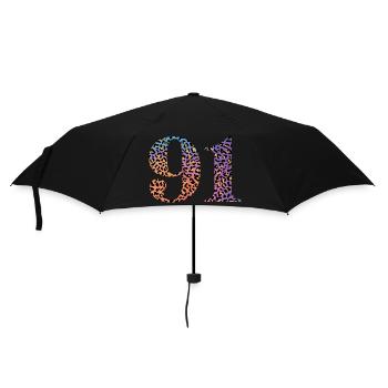 91. Geburtstag Leopard - Regenschirm (klein) - Schwarz - Vorne