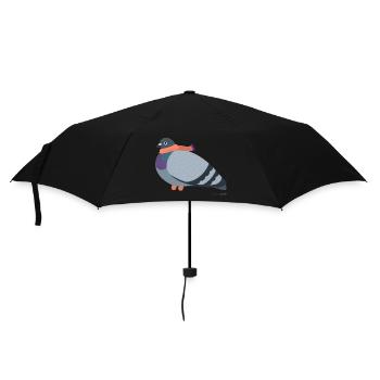 Taube mit pinkem Schal - Regenschirm (klein) - Schwarz - Vorne