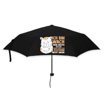 Morgenmuffel Faulenzer Katze - Regenschirm (klein) - Schwarz - Vorne