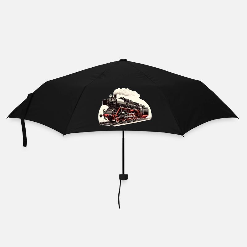 Illustration einer klassischen Dampflok - Regenschirm (klein) - Schwarz