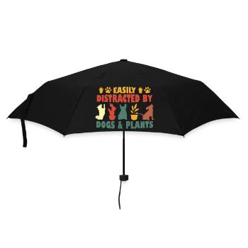 Leicht abgelenkt von Hunden und Pflanzen - Regenschirm (klein) - Schwarz - Vorne