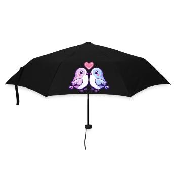 Pigeon Couple In Love Bird Peace Valentine's Day - Umbrella (small) - black - Front