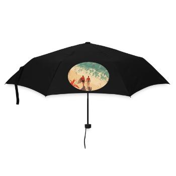 Surfer am Strand - Regenschirm (klein) - Schwarz - Vorne