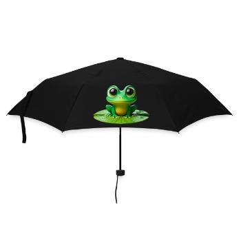 Cute Frog on a Lily Pad - Umbrella (small) - black - Front