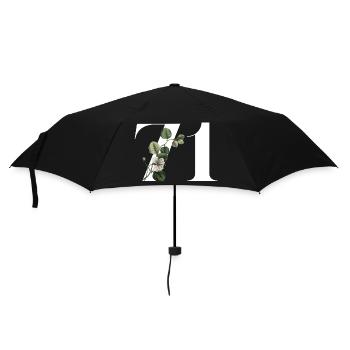 Numéro 71 floral vert - 71e anniversaire floral - Parapluie standard - noir - Devant