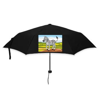Cheerful zebra on the nature landscape - Umbrella (small) - black - Front