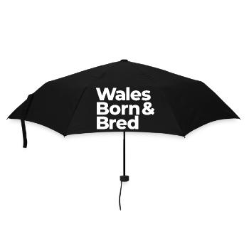 Wales, Born & Bred, UK - Umbrella (small) - black - Front