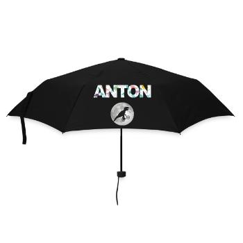 ANTON - Beau prénom de garçon avec dinosaure - Parapluie standard - noir - Devant