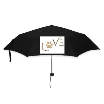 Love Word with Brown Dog or Cat Animal Paw Print - Umbrella (small) - black - Front