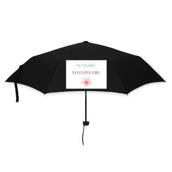 No Rain No Flowers Typography, Motivational - Umbrella (small) - black - Front