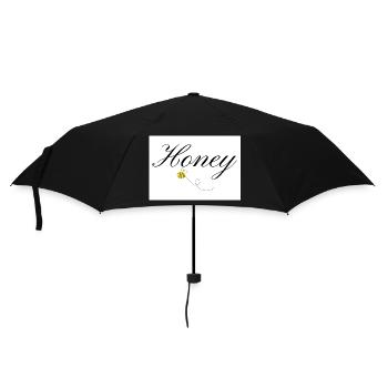 Honey Bee in Elegant Typography and flying Bee - Umbrella (small) - black - Front