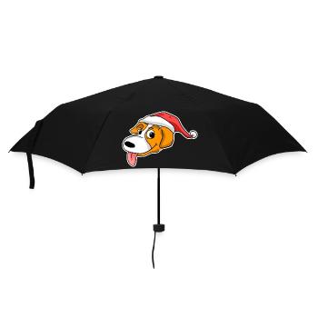 Weihnachten Hund Kopf Mütze - Regenschirm (klein) - Schwarz - Vorne