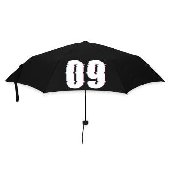 Neun 9 Zahl Effekt Verzerrt Nummer - Regenschirm (klein) - Schwarz - Vorne