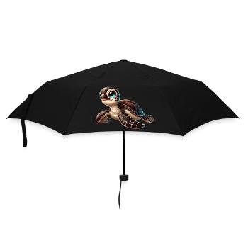 Junge Karettschildkröte - Regenschirm (klein) - Schwarz - Vorne